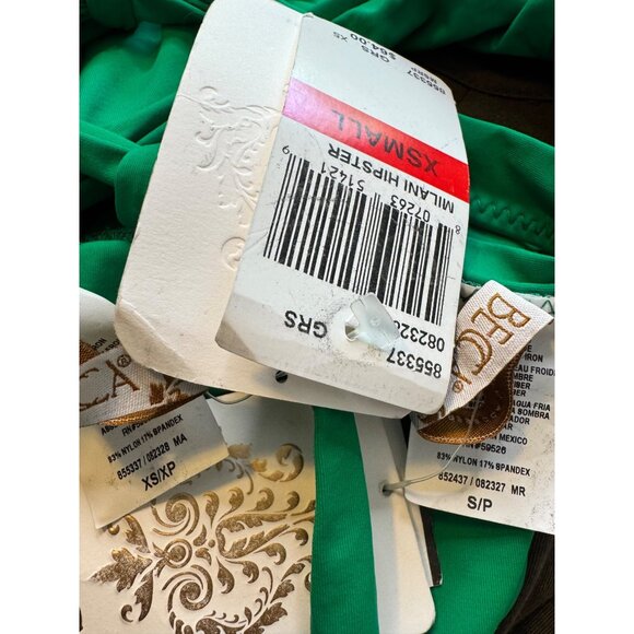 Becca Milani Hipster Two Piece Size XS/S Green Swim Bikini NWT $142 Removable Pa - Picture 3 of 7